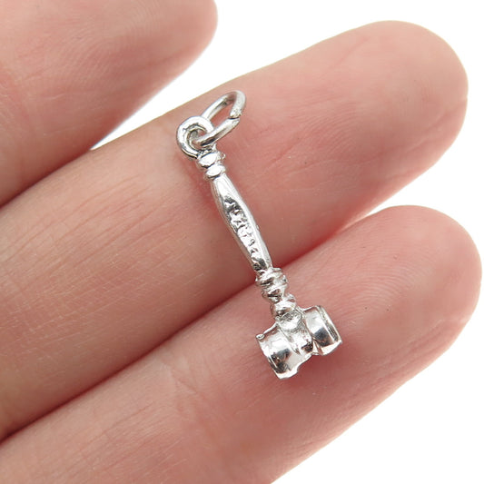 925 Sterling Silver Antique Art Deco Hammer 3D Charm Pendant