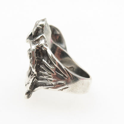 925 Sterling Silver Vintage Mexico Lady Cameo Oxidized Ring Size 8