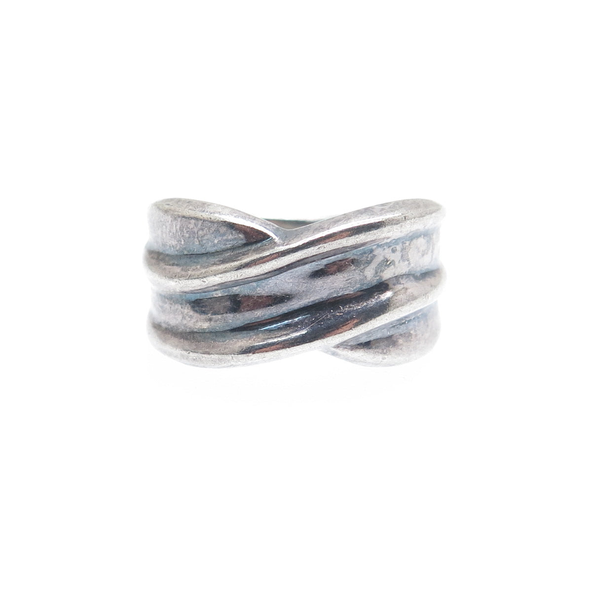 925 Sterling Silver Vintage Modernist Oxidized Ring Size 6.25