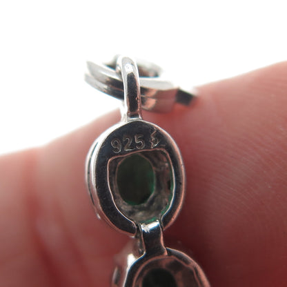 925 Sterling Silver Real Round-Cut Diamond & Crome Diopside Bracelet 7.5"