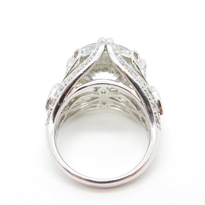 925 Sterling Silver Pear & Round-Cut Blue & White C Z Ring Size 7.25