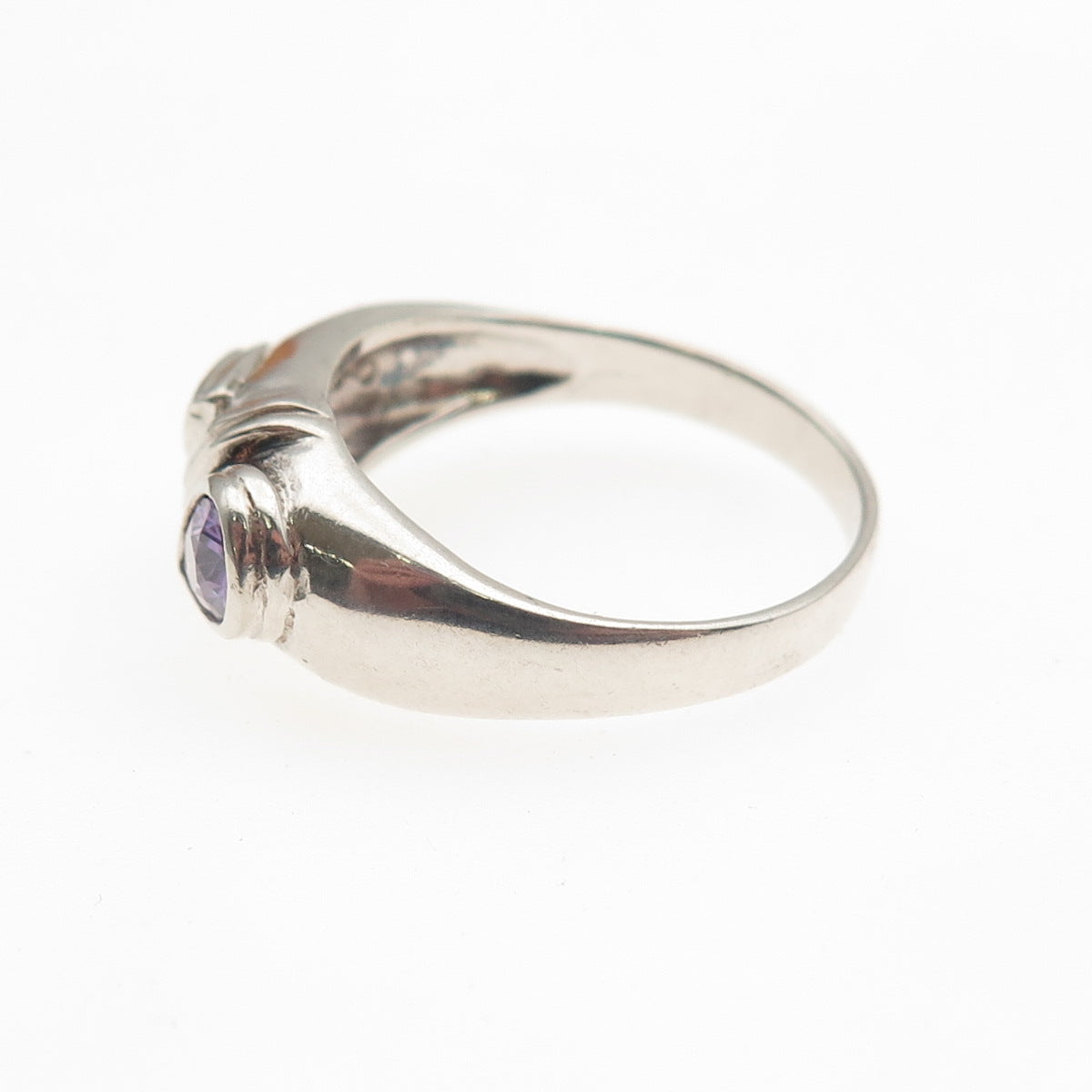Charles Winston 925 Sterling Silver Vintage Lavender C Z Modernist Ring Size 8