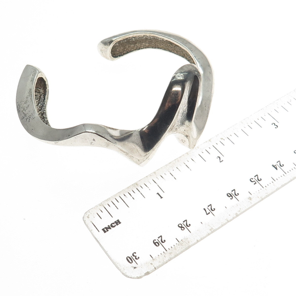 PAUL BRACKNA 925 Sterling Silver Vintage Modernist Adjustable Cuff Bracelet 6.5"