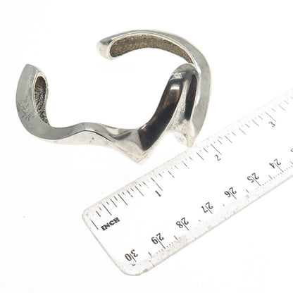 PAUL BRACKNA 925 Sterling Silver Vintage Modernist Adjustable Cuff Bracelet 6.5"