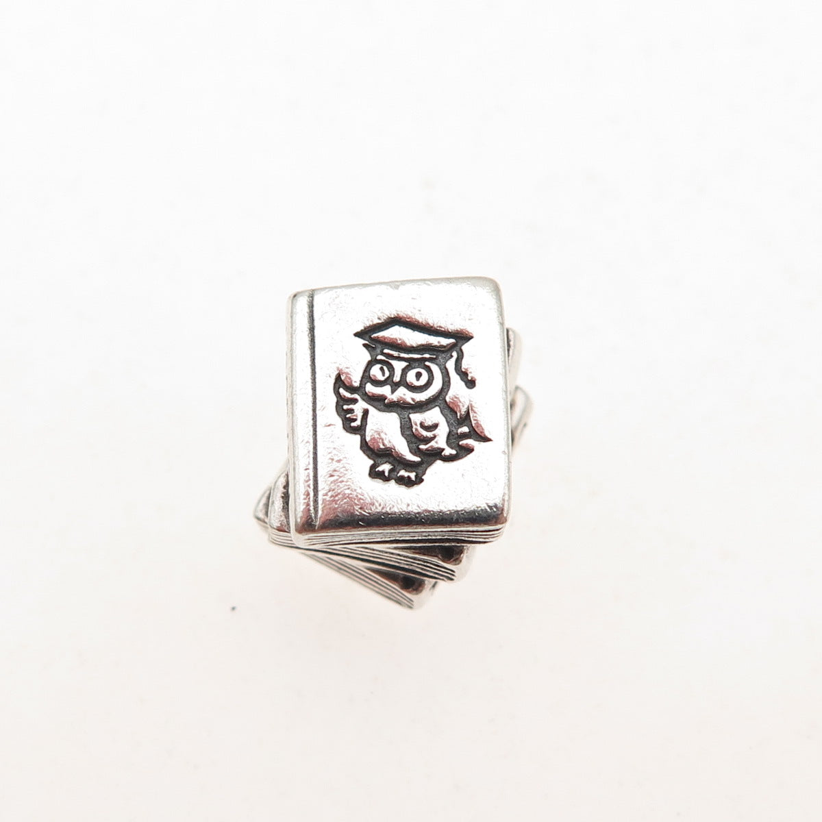 Pandora 925 Sterling Silver Wise Owl Study Text Book Slide Bead Charm