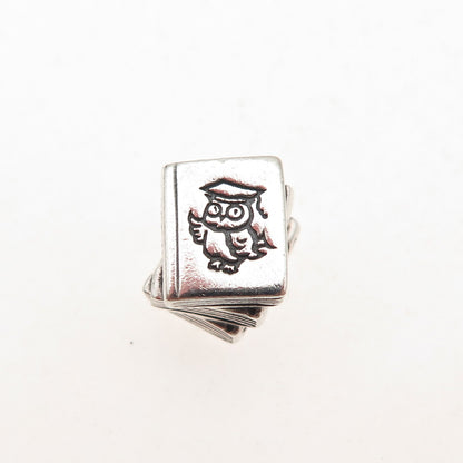 Pandora 925 Sterling Silver Wise Owl Study Text Book Slide Bead Charm