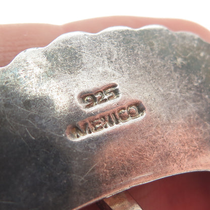 925 Sterling Silver Vintage Mexico Ribbed Oxidized Belt Buckle