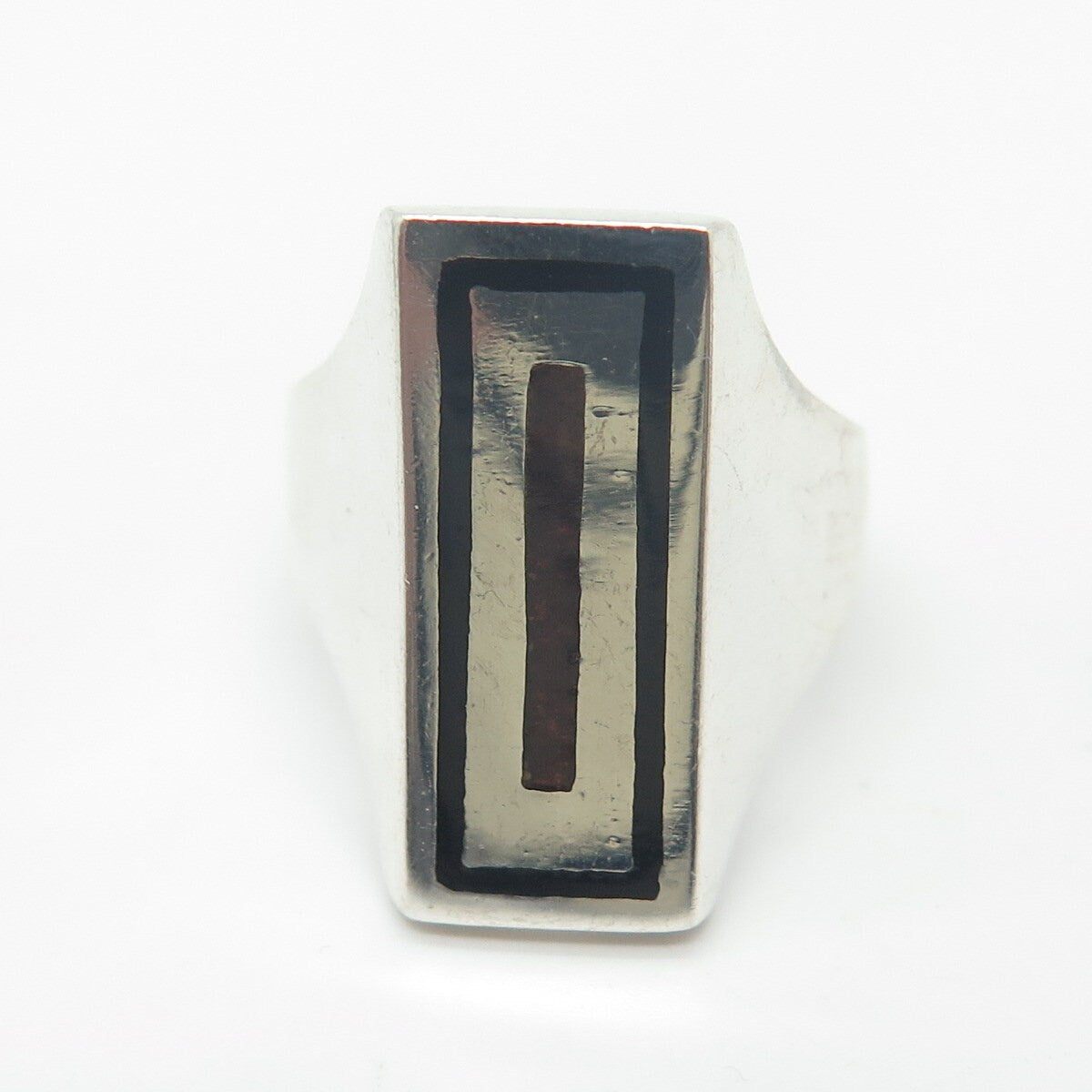 925 Sterling Silver Vintage Italy Enamel Adjustable Ring Size 5.25