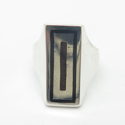 925 Sterling Silver Vintage Italy Enamel Adjustable Ring Size 5.25