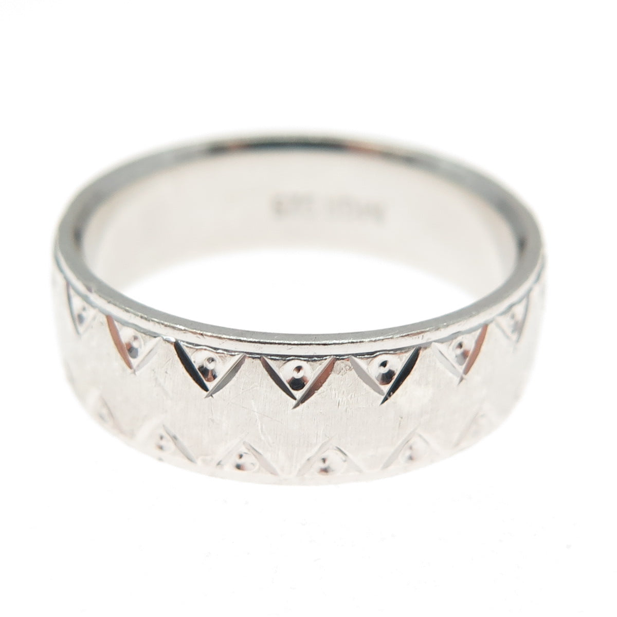 925 Sterling Silver Vintage MGR Zig Zag Band Ring Size 6.25