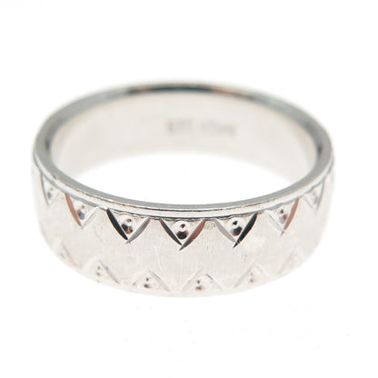 925 Sterling Silver Vintage MGR Zig Zag Band Ring Size 6.25