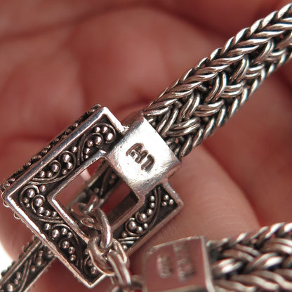 Lois Hill 925 Sterling Silver Vintage Woven Link Oxidized Bracelet 6.5"