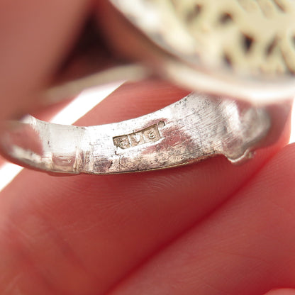 800 Silver Vintage Egypt Arabic Script Oxidized Ring Size 7.5