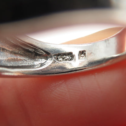 925 Sterling Silver Vintage Modernist Dotted Oxidized Ring Size 7