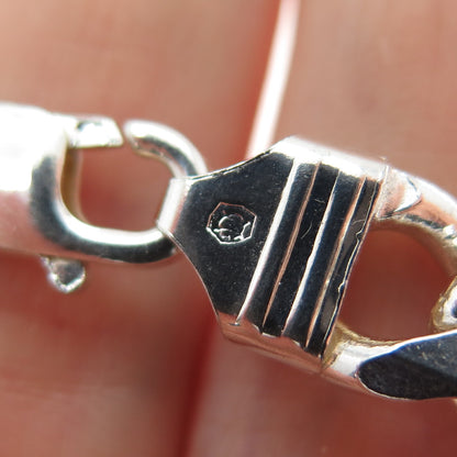 925 Sterling Silver Vintage Italy Figaro Link Bracelet 8"