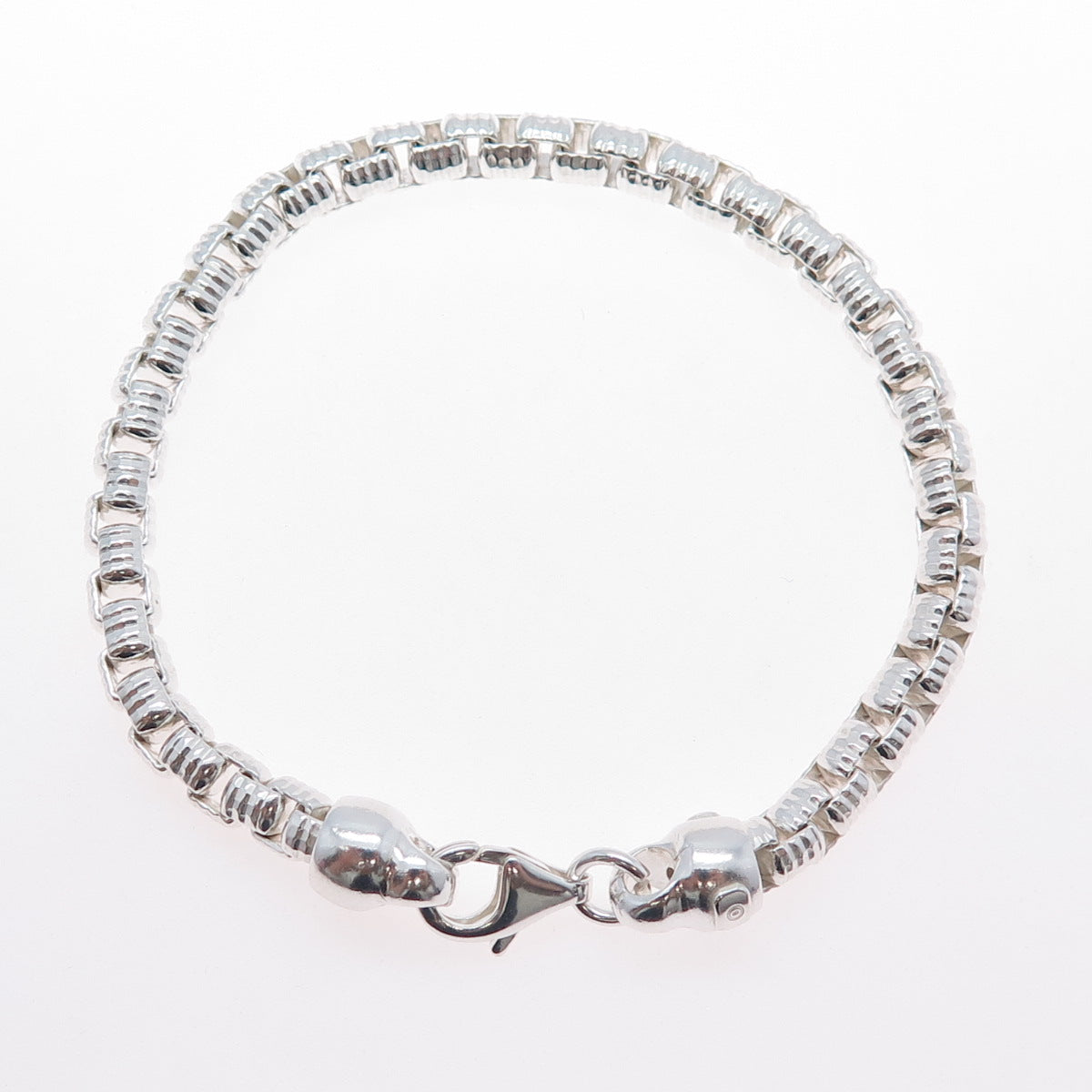 925 Sterling Silver Vintage Italy Box Link Bracelet 6.75"