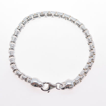 925 Sterling Silver Vintage Italy Box Link Bracelet 6.75"