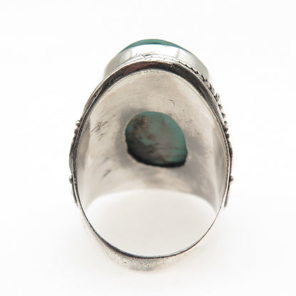 925 Sterling Silver Vintage Real Kingman Turquoise Oxidized Ring Size 6.5