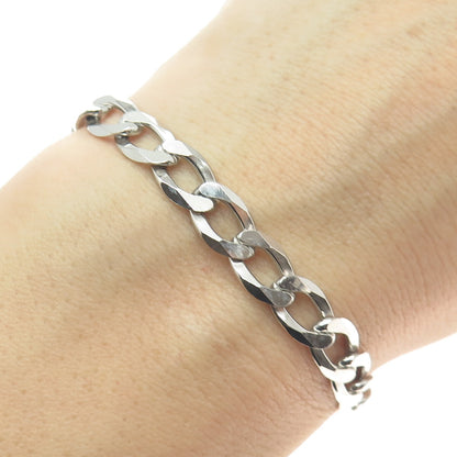P. LUX 925 Sterling Silver Italy Curb Link Bracelet 8"