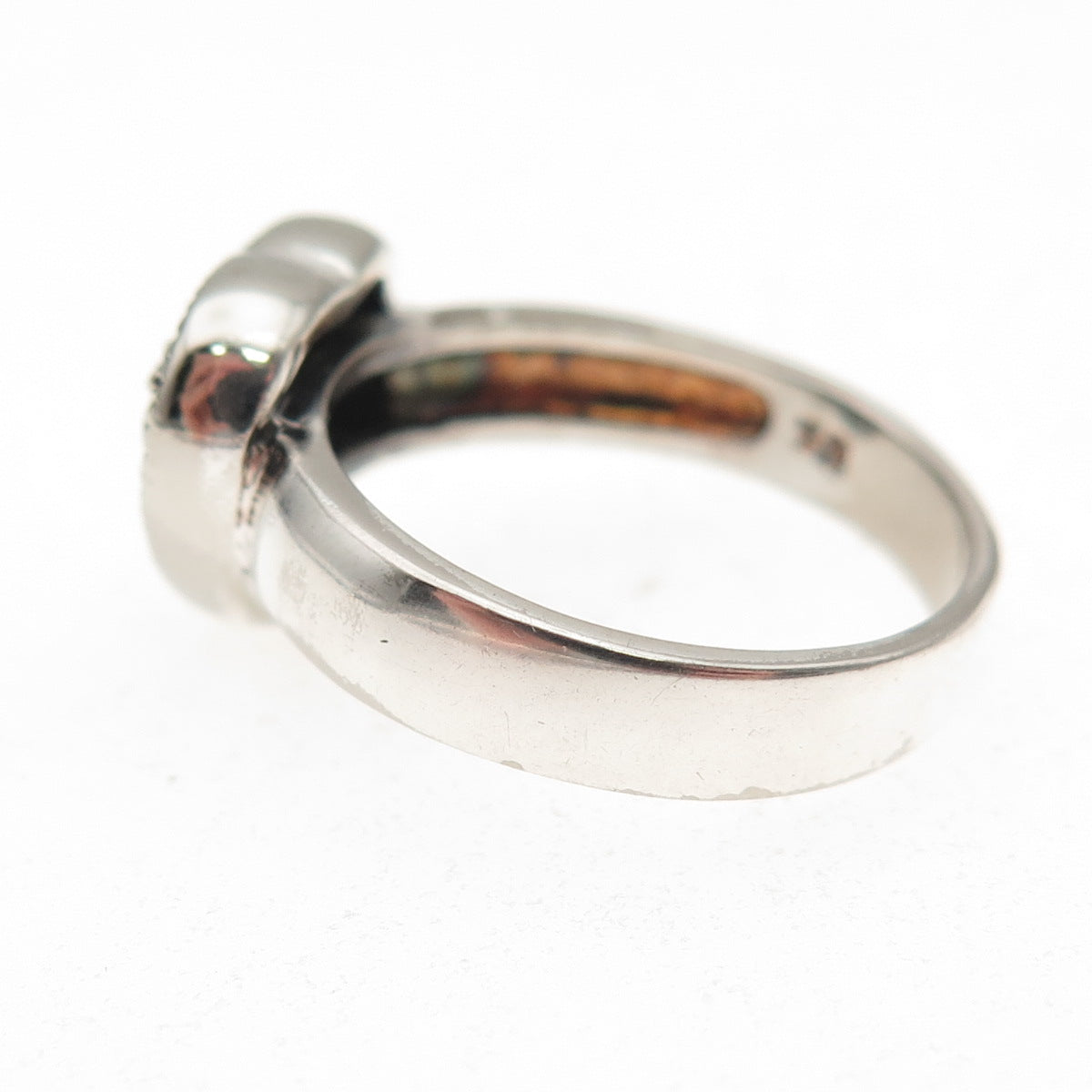 925 Sterling Silver Vintage Round-Cut C Z Heart Oxidized Ring Size 7