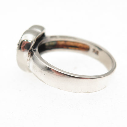 925 Sterling Silver Vintage Round-Cut C Z Heart Oxidized Ring Size 7