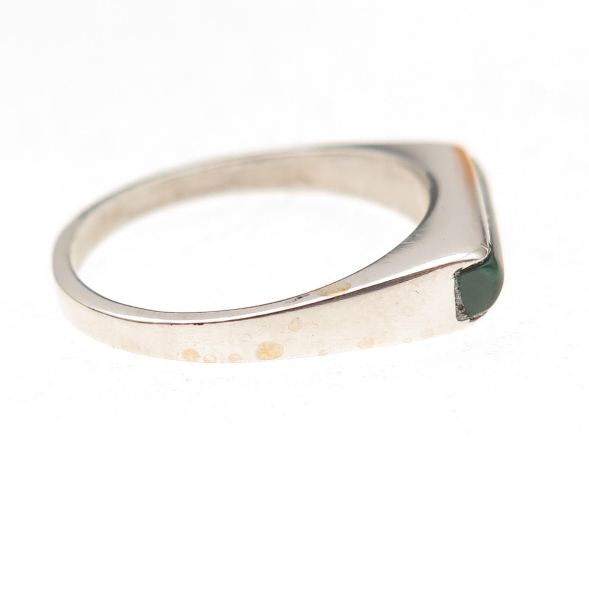 Doug Paulus 925 Sterling Silver Vintage Real Malachite Bar Stackable Ring Size 7