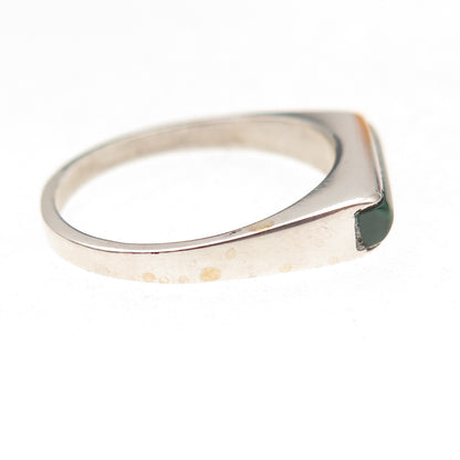 Doug Paulus 925 Sterling Silver Vintage Real Malachite Bar Stackable Ring Size 7