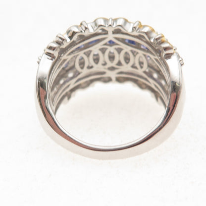 Chuck Clemency 925 Sterling Silver 2-Tone Real Tanzanite White Topaz Ring Size 8