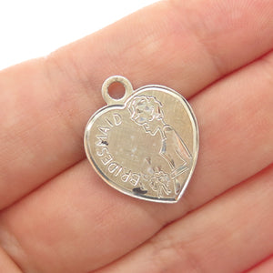 CREED 925 Sterling Silver Vintage Engraved Bridesmaid Heart Charm Pendant
