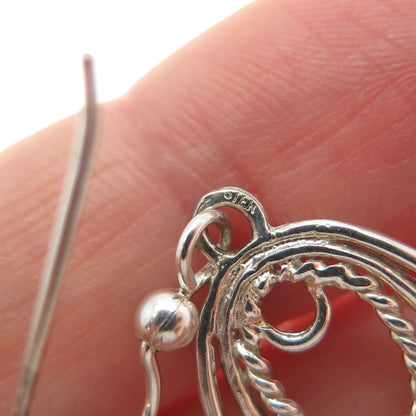 925 Sterling Silver Vintage Multi-Circle Dangle Earrings