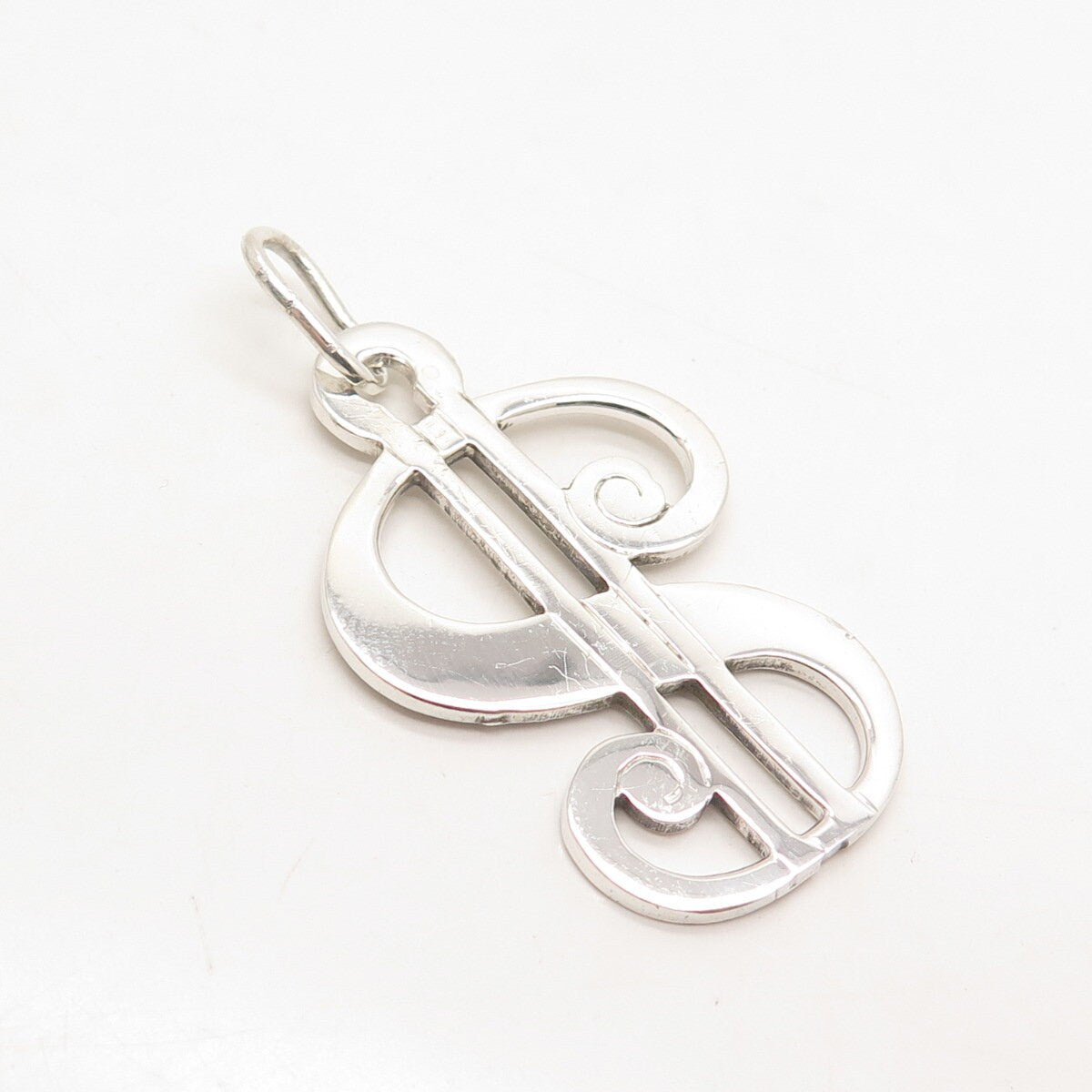 925 Sterling Silver Vintage Dollar Sign Pendant