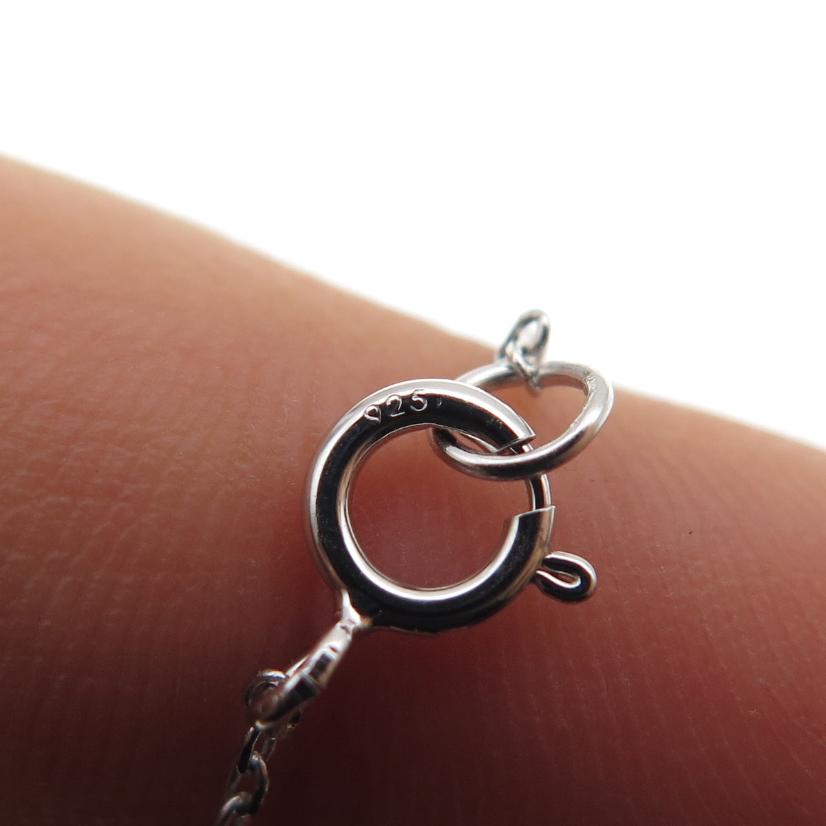 925 Sterling Silver Round-Cut C Z #Smile Cable Chain Necklace 16-18"