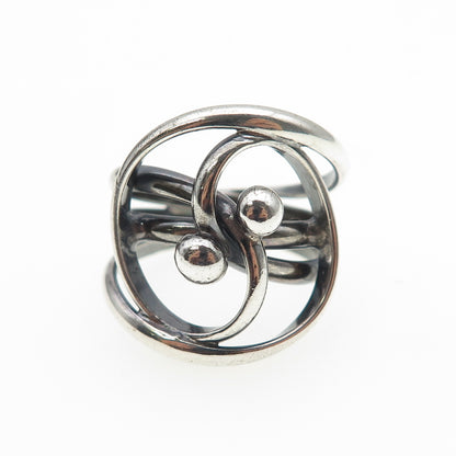 925 Sterling Silver Vintage MSW Modernist Yin Yang Oxidized Ring Size 7