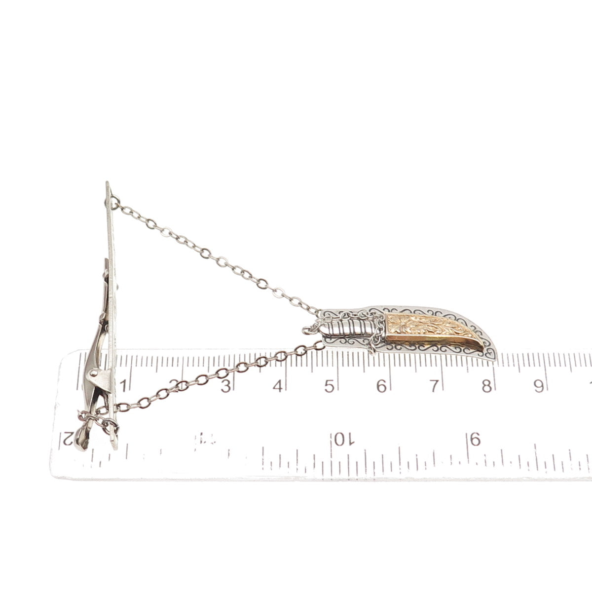 Old Pawn Sterling Silver 2-Tone Antique Southwestern Native Dagger Pin Brooch