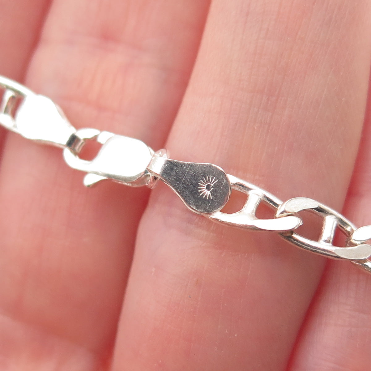 925 Sterling Silver Italy Anchor Mariner Link Bracelet 6.75"