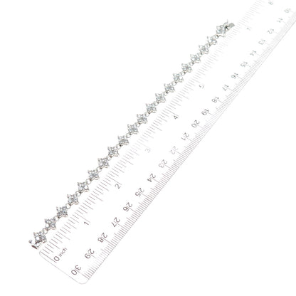 JCM Jacmel Mauritius 925 Sterling Silver Round-Cut C Z Flower Link Bracelet 6.5"