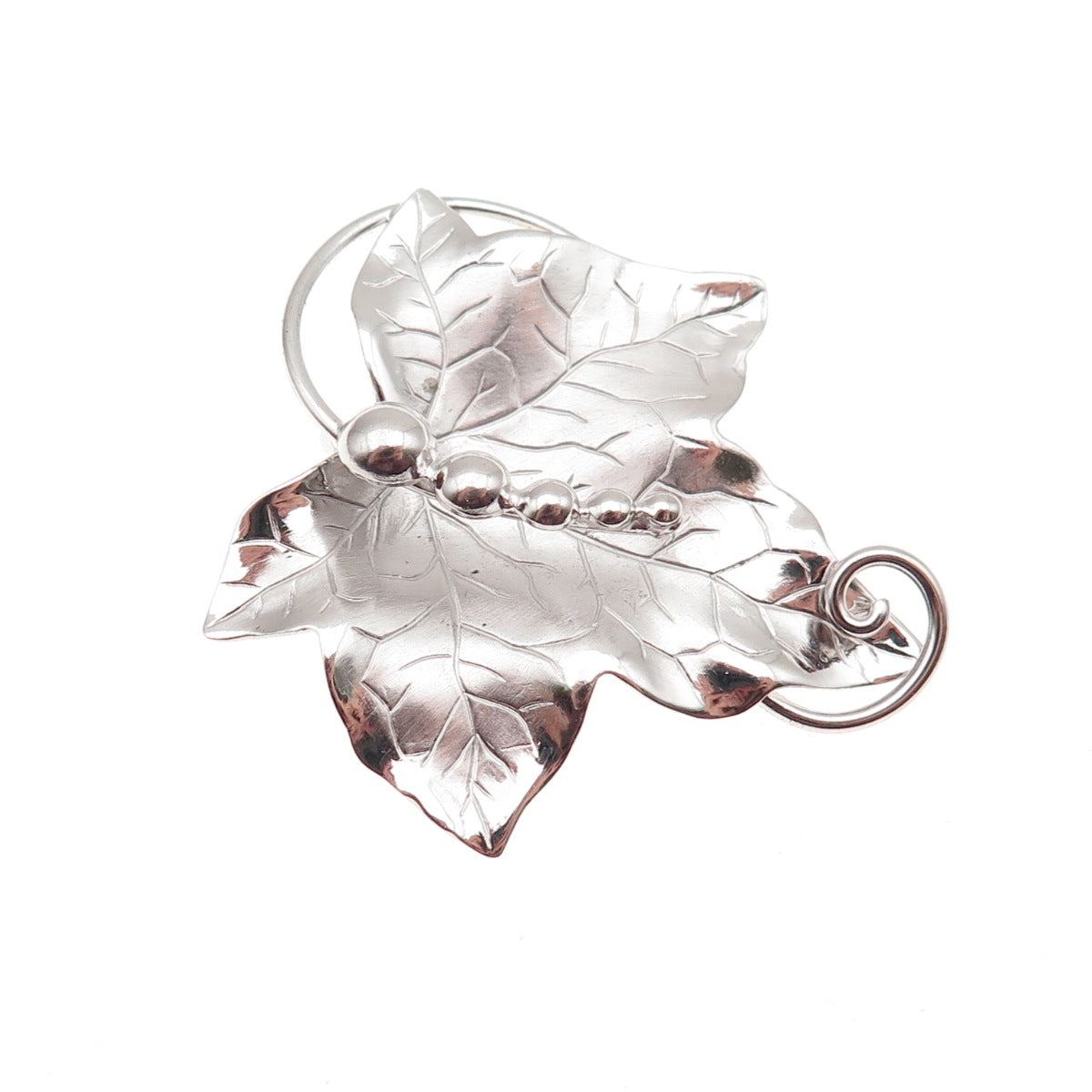 Carl Art 925 Sterling Silver Vintage Floral Leaf Pin Brooch / Pendant
