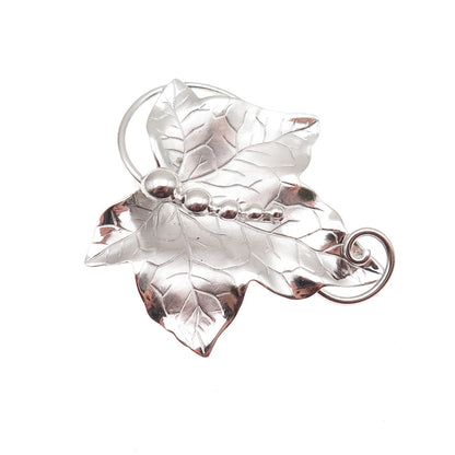 Carl Art 925 Sterling Silver Vintage Floral Leaf Pin Brooch / Pendant