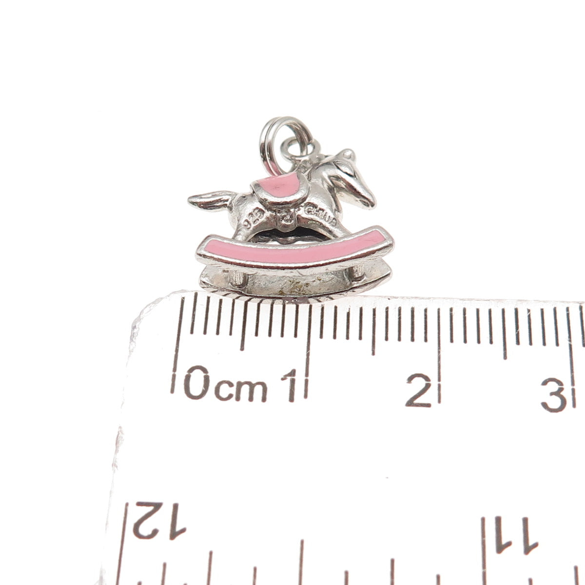 Ross Simons 925 Sterling Silver Pink Enamel Rocking Horse 3D Charm Pendant