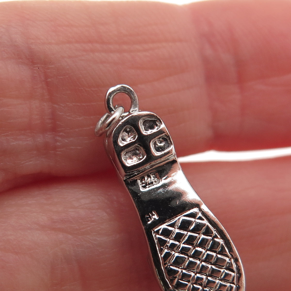 925 Sterling Silver Vintage Enamel Sandal Shoe 3D Mini Charm Pendant