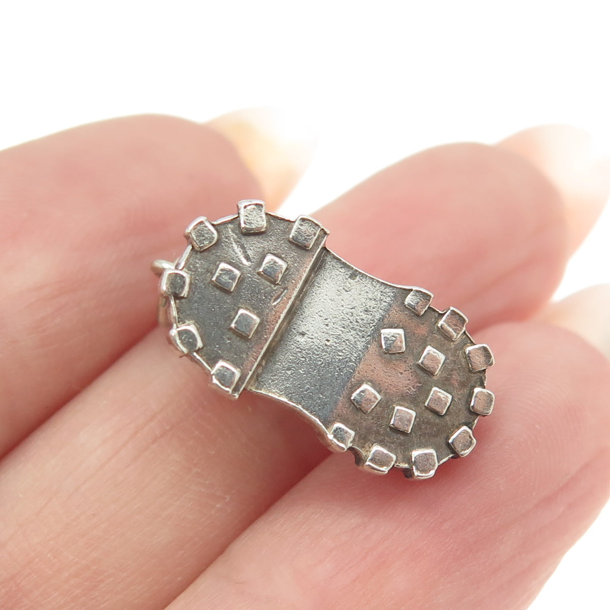 800 Silver Vintage Boot Spikes 3D Pendant