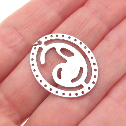 925 Sterling Silver Vintage Number 6 Duck Charm Pendant