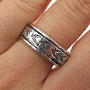 925 Sterling Silver Vintage Mexico Arrow Oxidized Rotating Band Ring Size 9.5