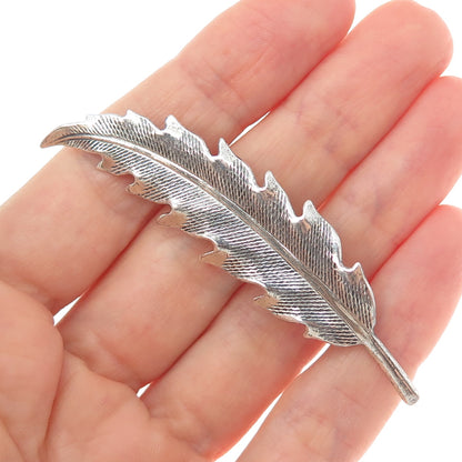 BEAU 925 Sterling Silver Vintage Feather Oxidized Pin Brooch