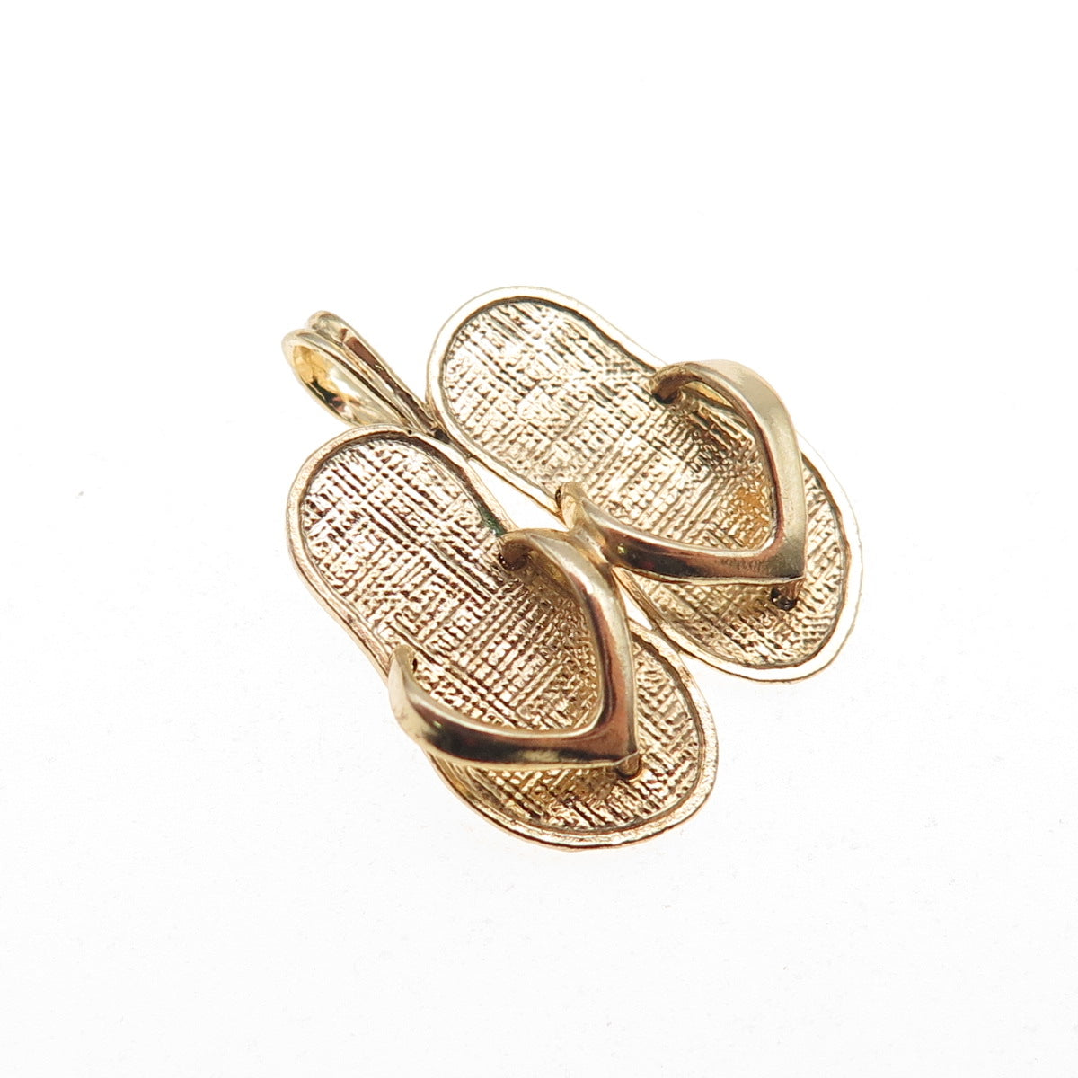 925 Sterling Silver Gold Plated Sandals 3D Charm Pendant