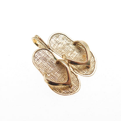 925 Sterling Silver Gold Plated Sandals 3D Charm Pendant