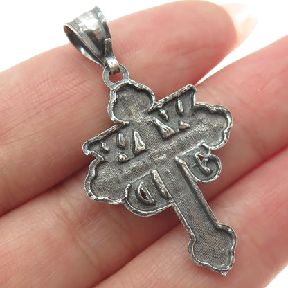 925 Sterling Silver Vintage What Would Jesus Do Cross Oxidized Pendant