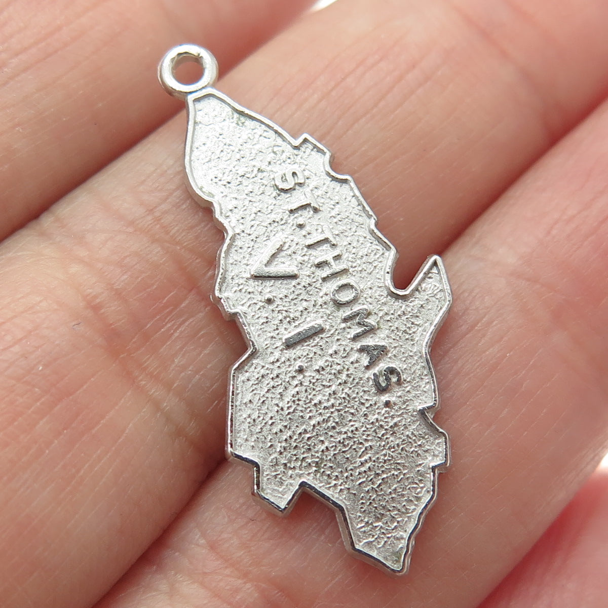 925 Sterling Silver Vintage St. Thomas VI Map Charm Pendant