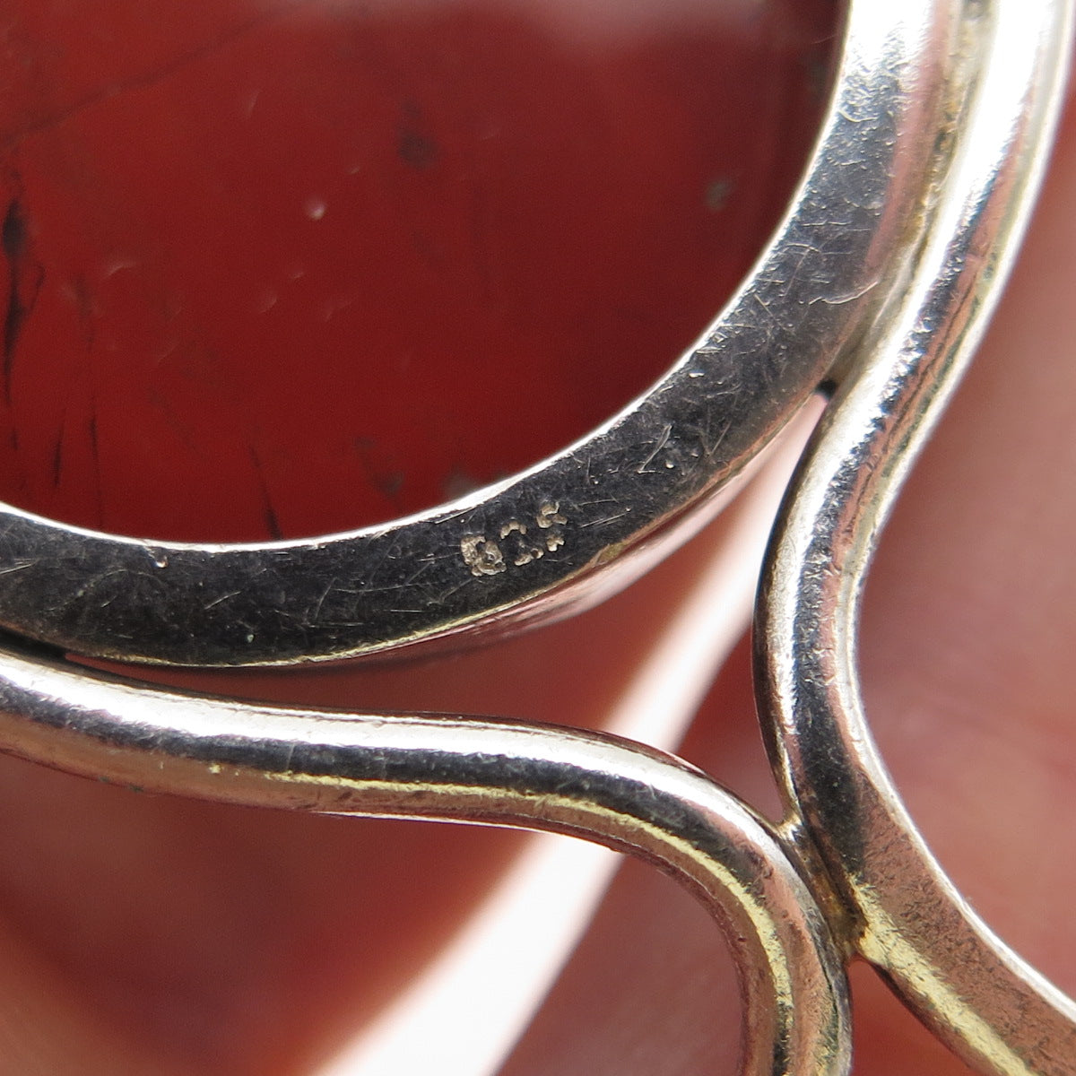 925 Sterling Silver Vintage Real Red Jasper Modernist Centerpiece Necklace Part
