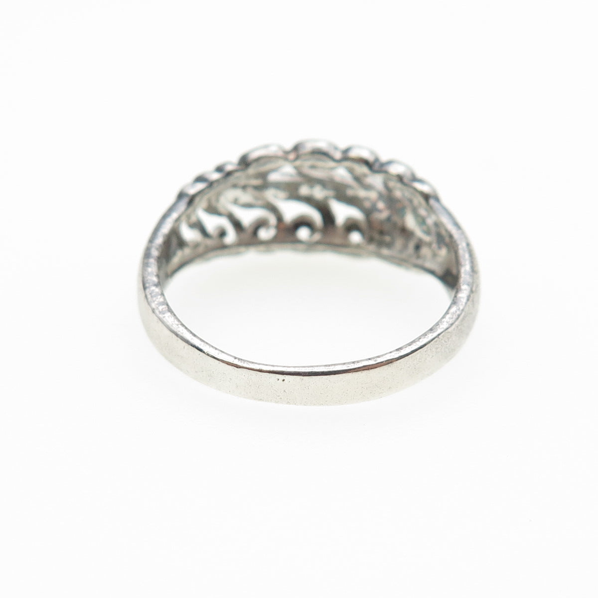 925 Sterling Silver Vintage Modernist Swirl Oxidized Ring Size 7.5